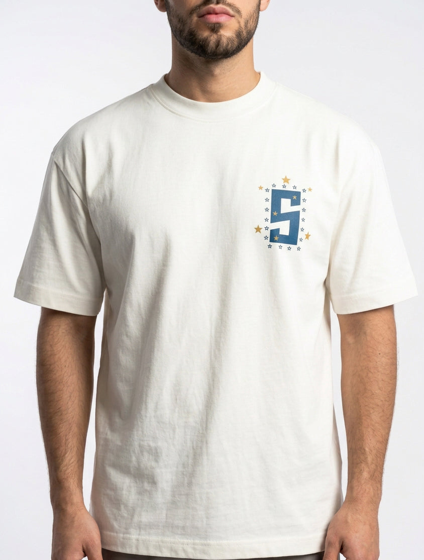 Shirt SYST stampa retro con borchie in rilievo