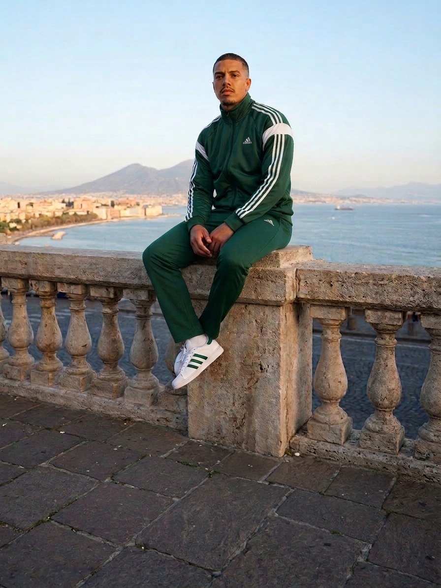 Tuta Adidas Verde Bande Spalla